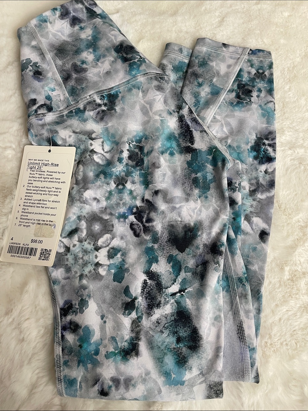lululemon athletica Teal Gray Black Watercolor High-Rise Leggings
